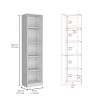 Home Xs Bookcase with 5-Tier Shelves and Slim Design -White -Office