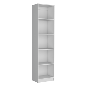 Home Xs Bookcase with 5-Tier Shelves and Slim Design -White -Office