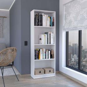 Home Bookcase with 4-Shelf Modern Display Unit for Books and Decor -White -Office