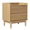 Mid-Century Modern 2-Drawer Solid Wood Nightstand – Natural Pine