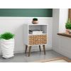 Manhattan Comfort Liberty Mid-Century Modern Nightstand 1.0 with 1 Cubby Space and 1 Drawer in White and 3D Brown Prints