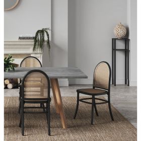 Manhattan Comfort Paragon Dining Chair 2.0 in Black and Cane - Set of 2