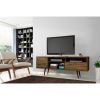 Manhattan Comfort Liberty 70.86" Mid-Century Modern TV Stand with 4 Shelving Spaces and 1 Drawer in Rustic Brown with Solid Wood Legs