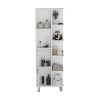 Crovie Linen 63-inch High Bathroom Cabinet Linen Storage Cabinet with Seven Open Shelves