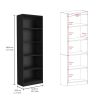 Home 4 Shelves Bookcase with Multi-Tiered Storage -Black -Office