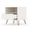 Manhattan Comfort Rockefeller 1.0 Mid-Century- Modern Nightstand with 1-Drawer in White