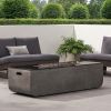 Outdoor Patio Concrete Fire table, Rectangle Gas Burning 56-Inch Fire Pit - 50, 000 BTU, Light Gray + Black