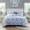 5 Pcs Floral Striped Comforter Set(Full/Queen)