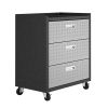 Manhattan Comfort Fortress Textured Metal 31.5" Garage Mobile Chest with 3 Full Extension Drawers in Grey