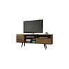 Manhattan Comfort Liberty 70.86" Mid-Century Modern TV Stand with 4 Shelving Spaces and 1 Drawer in Rustic Brown with Solid Wood Legs