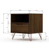 Manhattan Comfort Rockefeller 1.0 Mid-Century- Modern Nightstand with 1-Drawer in Brown