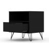 Manhattan Comfort Rockefeller 1.0 Mid-Century- Modern Nightstand with 1-Drawer in Black