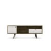 Manhattan Comfort Liberty 70.86" Mid-Century Modern TV Stand with 4 Shelving Spaces and 1 Drawer in Rustic Brown and White with Solid Wood Legs