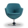 Manhattan Comfort Caisson Blue and Polished Chrome Twill Swivel Accent Chair