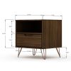 Manhattan Comfort Rockefeller 1.0 Mid-Century Modern 1-Drawer Nightstand in Brown