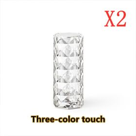 Nordic Crystal Lamp USB Table Lamps Bedroom Touch Dimming Atmosphere Diamond Night Light Rose Projector Lamp Decor (Option: White-3colors 2pcs-USB)